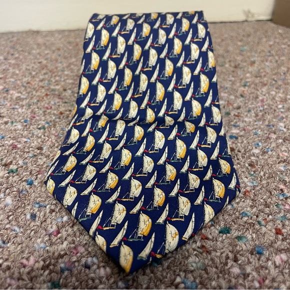 Vintage Lauren Ralph Lauren Men’s Necktie 100% Silk Made In USA Boats Nautical - Picture 2 of 6